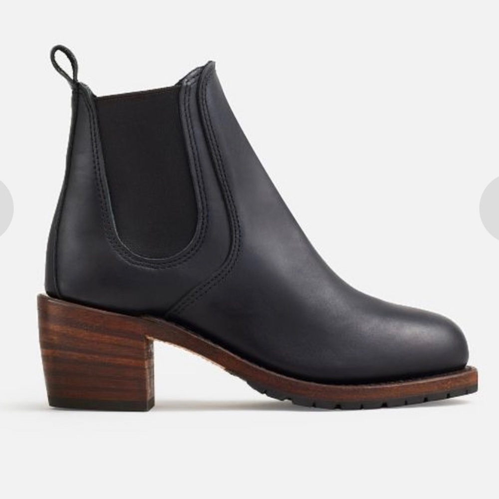 Red Wing “Harriet” Heeled Leather Black Chelsea Boots with Traction, Size 6